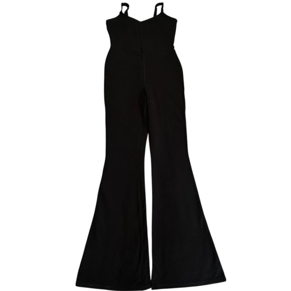 Forever 21 Black Flare Jumpsuit Medium Wide Leg playsuit